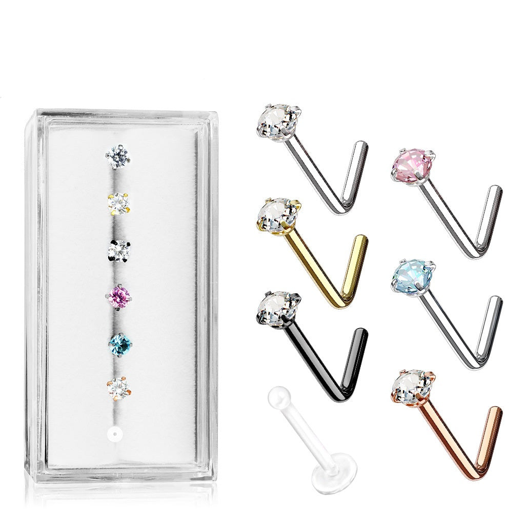 7 Pack Nose Rings - Gem Box Nose Rings & Nose Studs — Belly Bling
