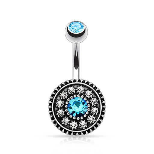 Multi Paved Vintage Shield Belly Ring
