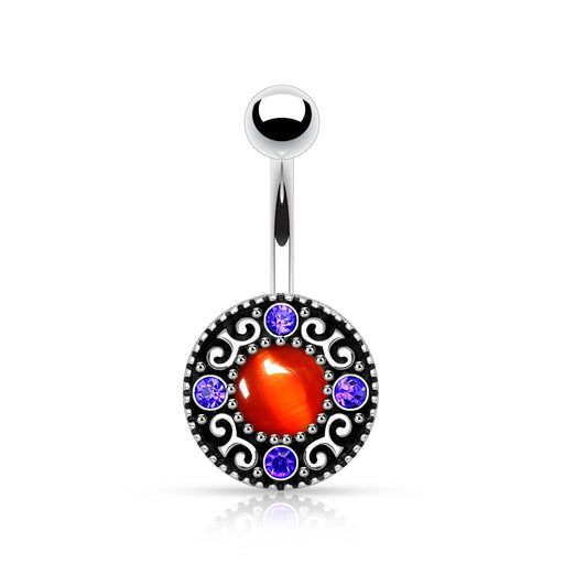 Vintage Circular Swirl Gemmed Belly Ring
