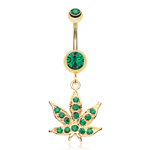 Gold Plated Weed Belly Ring
