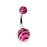 Zebra Print Belly Button Ring - Pink